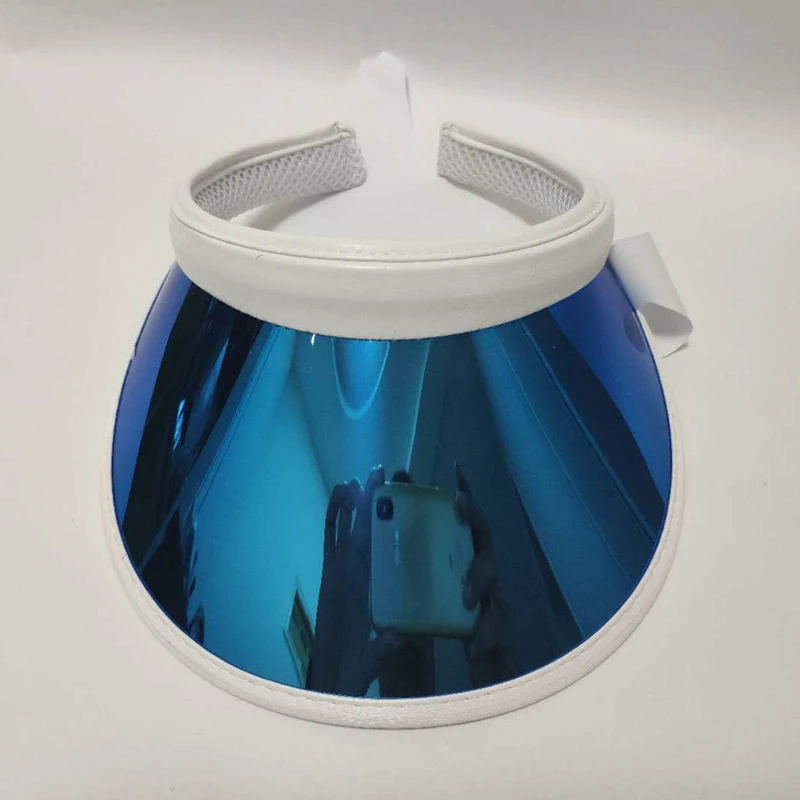 

2021 New Summer Women Men Sun Hat Candy Color Transparent Empty Top Plastic PVC ja Sunshade Hat Visor Caps Bicycle Sun Hat