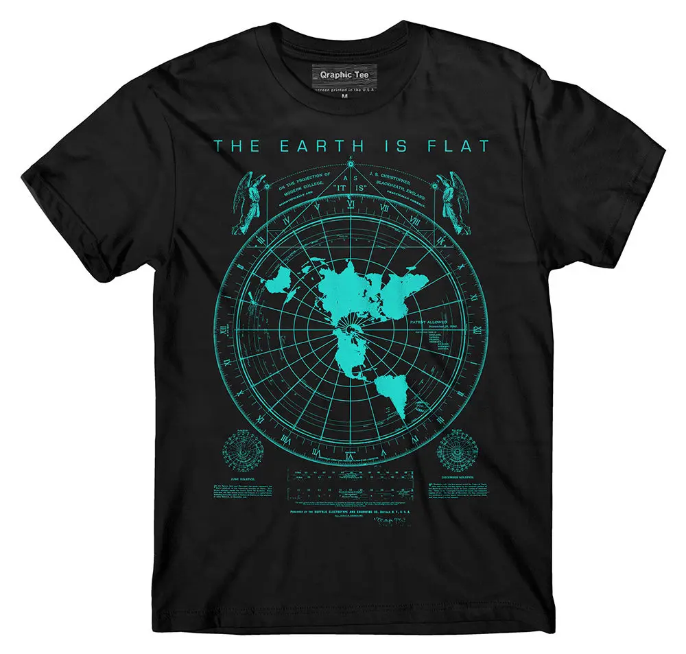 Hot Sale Fashion Flat Earth Map T-shirt, Earth Is Flat, Firmament Lies, New World Order Print Casual T-Shirt Men Brand