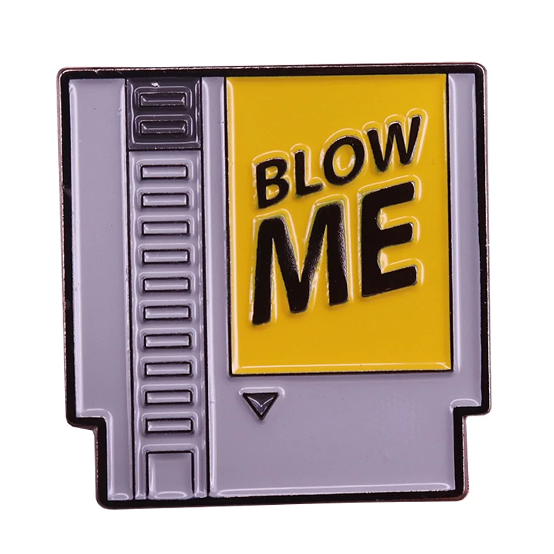 Blow me enamel pin retro Nintendo cartridge brooch funny gamer gift 80s video game badge