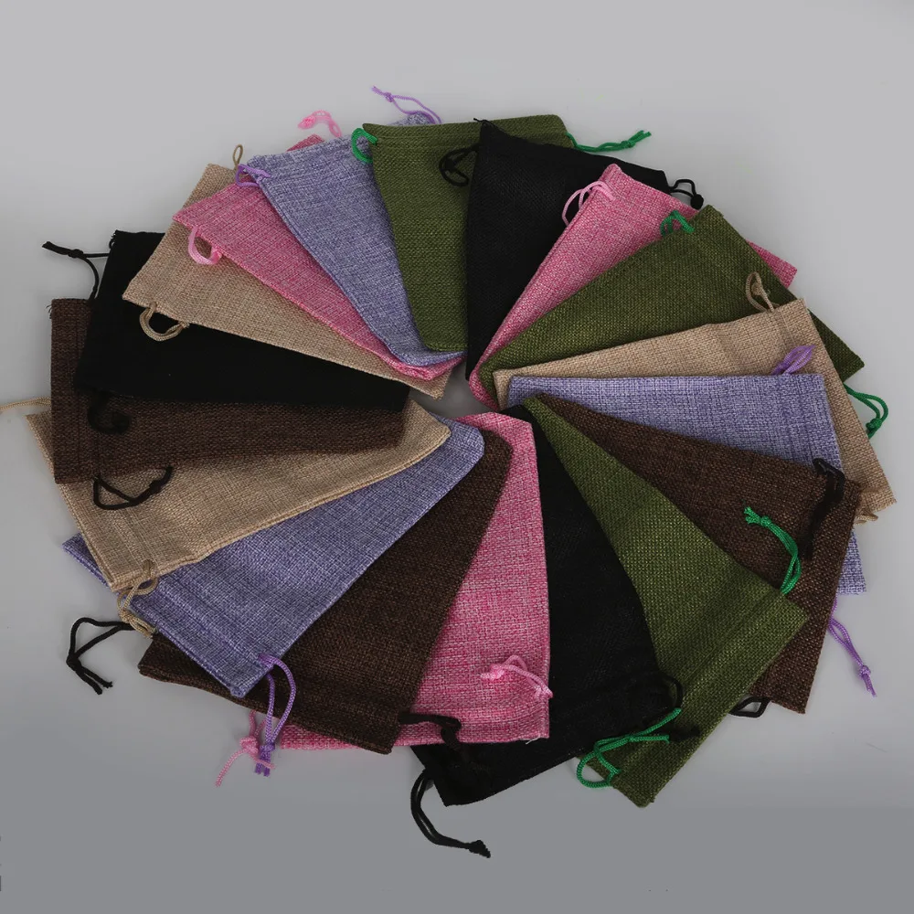 

Подарочный мешочек для конфет, хлопково-льняной мешок на шнурке, большой размер 13 х18 см для хранения ювелирных изделий, рождественские и свадебные принадлежности