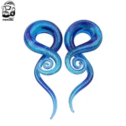 A  Pair 5mm-12mm One Pair Glass Ear Spiral Taper Gauge Ear Plug Stretching Expander Piercing Glass Gauge Body Jewelry Pircing