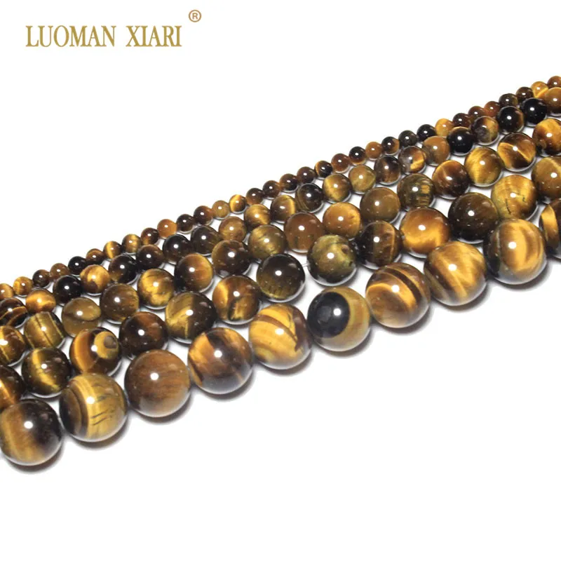 Wholesale Round AAA+ Quality Natural Tiger Eye Stone Beads For Jewelry Making Diy Bracelet Necklace 4/6/8/10/12 mm Strand 15\'\'