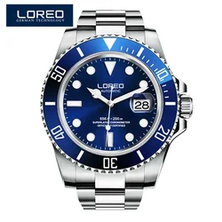 LOREO 20ATM Waterproof Automatic Watch for Men Luminous Sports Diving Date Mechanical Watches Seagull Movement Reloj Hombre