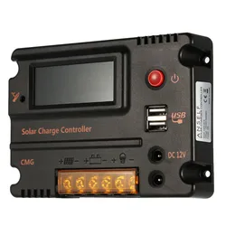 Controlador solar CMG12V24V20A, polo negativo común, pantalla LCD de retroiluminación, controlador de cargador solar doble USB5V y DC12V