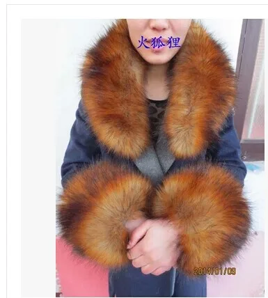 

Free shipping Copy the fox fur collar raccoon fur scarf collar article wool top cap dickie shawl sleeves two-piece outfit