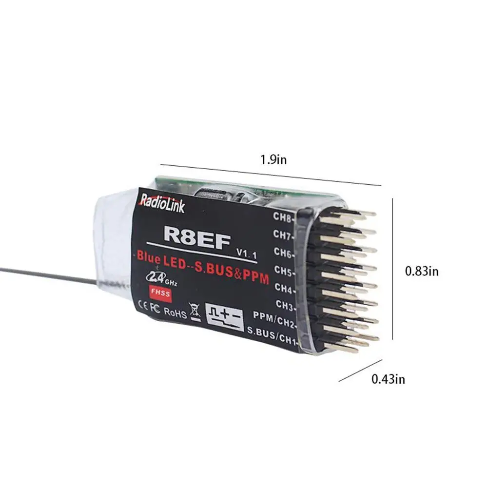 Radiolink R8EF 2.4G 8CH FHSS 8 kanałów odbiornik do T8FB wsparcie S-BUS PPM PWM