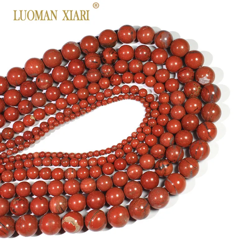 Wholesale Natural Round Red Jaspers Stone Beads For Jewelry Making DIY Bracelet Necklace Material 4/ 6/8/10 /12 mm Strand 15\'\'