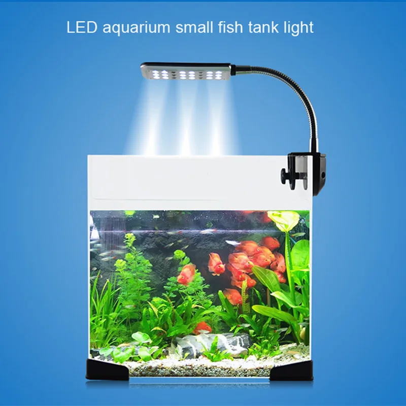 Aquarium Light LED Fishbowl Clip Light Blue/White 24/48 LEDs EU/US/UK/SAA For Coral Reef Aquatic Animals Fish Tank Lamp