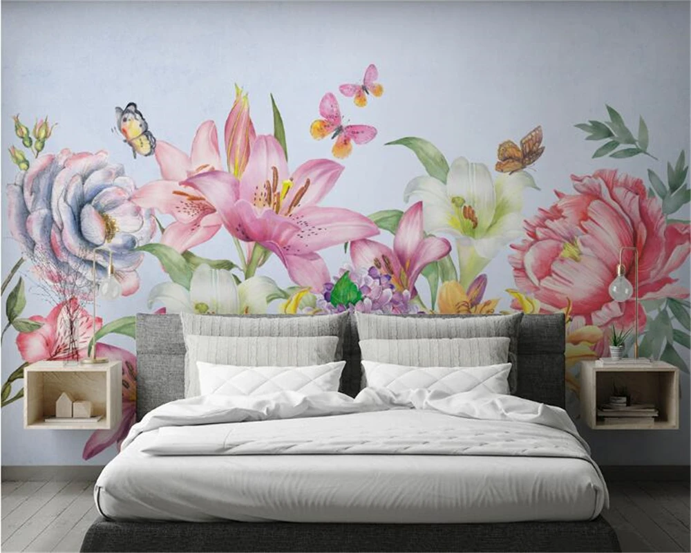 

Beibehang 2018, новые модные обои, скандинавские современные минималистичные обои с ручной росписью цвета, богатый цветочный ТВ-фон, 3d обои behang