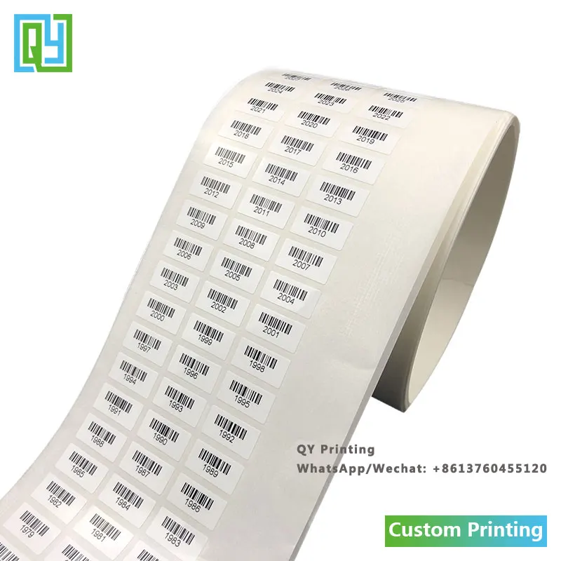 2000pcs 16x8mm Free Shipping Custom Barcode Labels QR Code 2D Data Matrix Serial Number Waterproof Oil Proof White PET Stickers