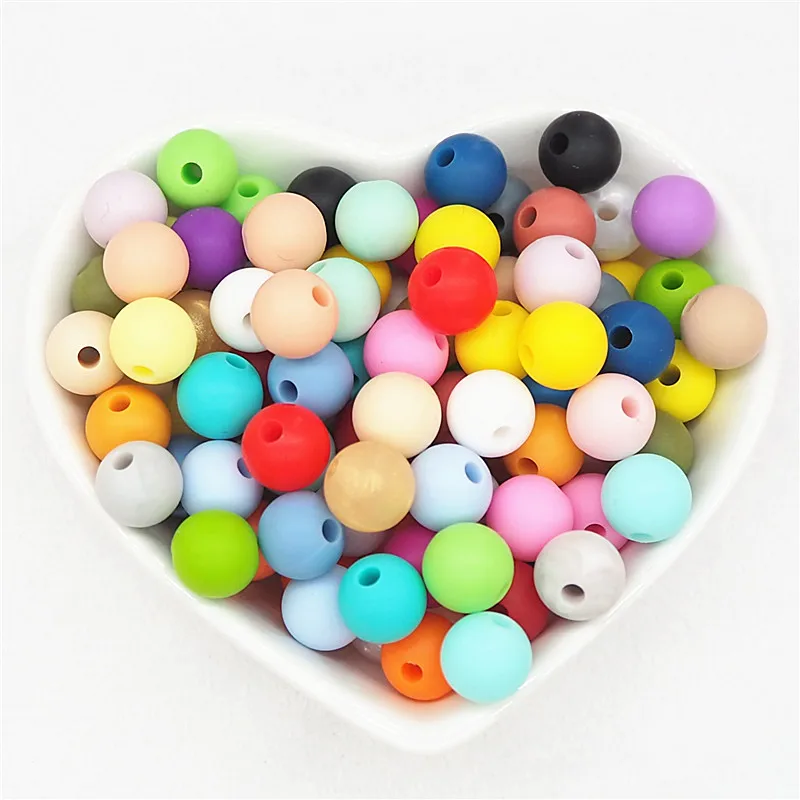 Chengkai 100pcs 12mm Silicone Teether Beads DIY Baby Pacifier Dummy Chain Nursing Sensory Jewelry Toy Making Beads Accessories