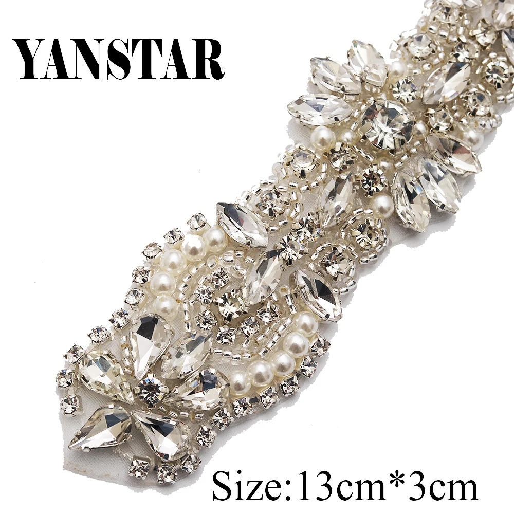 

YANSTAR (10pcs) Wholesale Bridal Sash Crystal Rhinestones Appliques For Wedding Dress Belt Rose Gold Crystal Applique YS837A