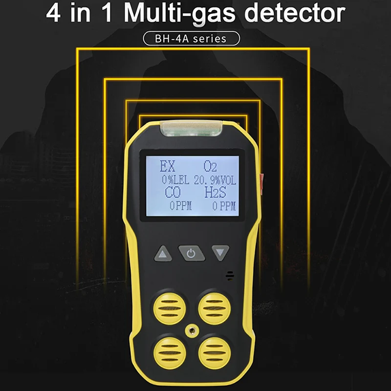 4 IN 1 Muiti Gas Analyzer with Gas Sampler Pump Combustible CO O2 H2S Carbon Monoxide Gas Leak Detector Professional Gas Monitor