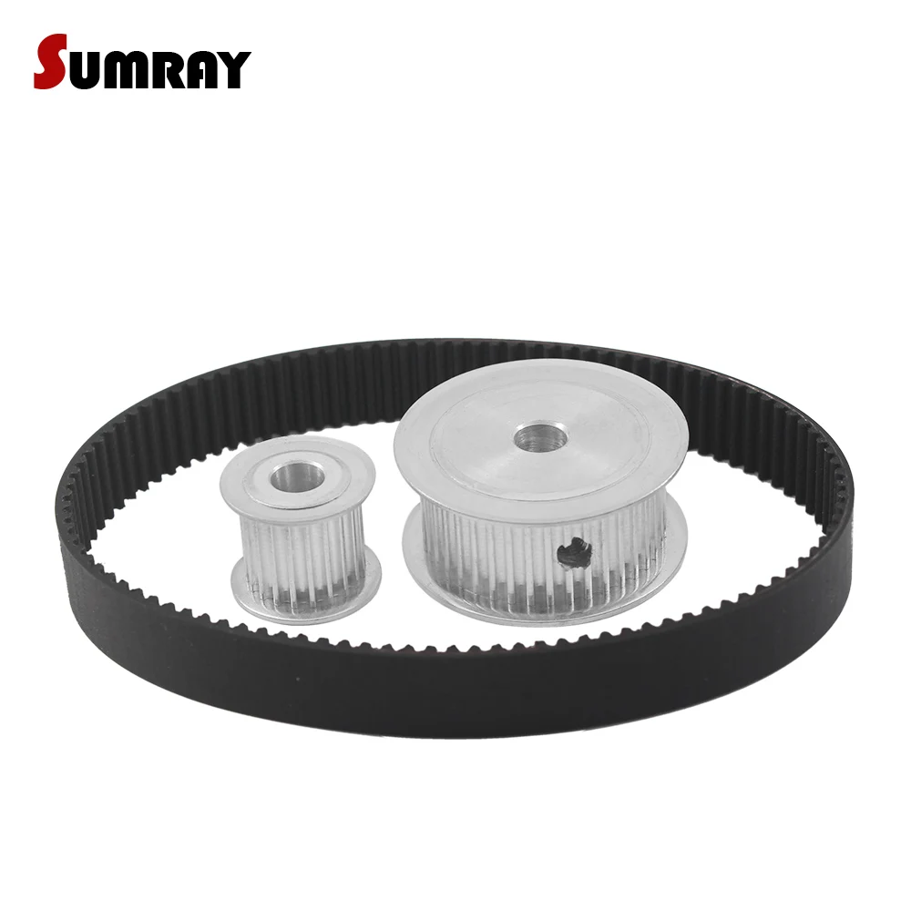 HTD3M 20T 40T Tooth Belt Pulley Kit 16mm Width 100mm Center Distance Reduction 1:2 Gear Belt Pulley Set for CNC Machine