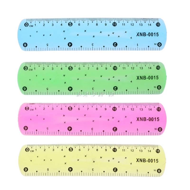 1PC Hot Soft Ruler multicolour student flexible ruler tape measure 15cm 6inch Straight Ruler Office School supplies