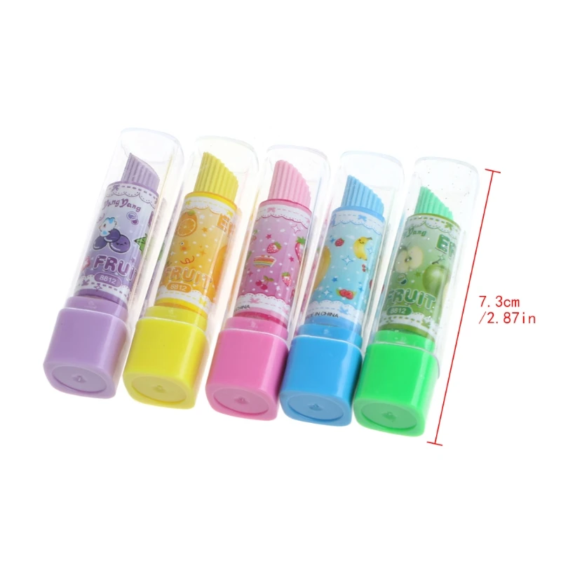 1 PC Lipstick Rotary Rubber Eraser Kawaii Stationery Student Prize Children Gift Office School Supplies Random Color