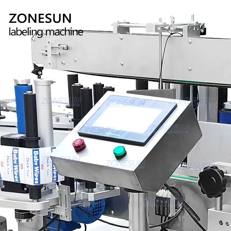 ZONESUN Automatische doppelseitige Kennzeichnung Maschine Aufkleber Unregelmäßigen Platz Flache Kunststoff Flasche Creme flasche Label Applikator
