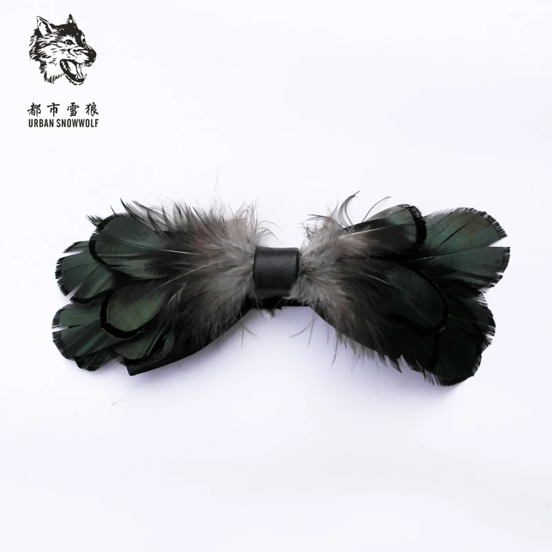 free shipping new men\'s male eagle feathers tie high-end fashion personality offbeat Headdress female atmosphere velvet bow tie