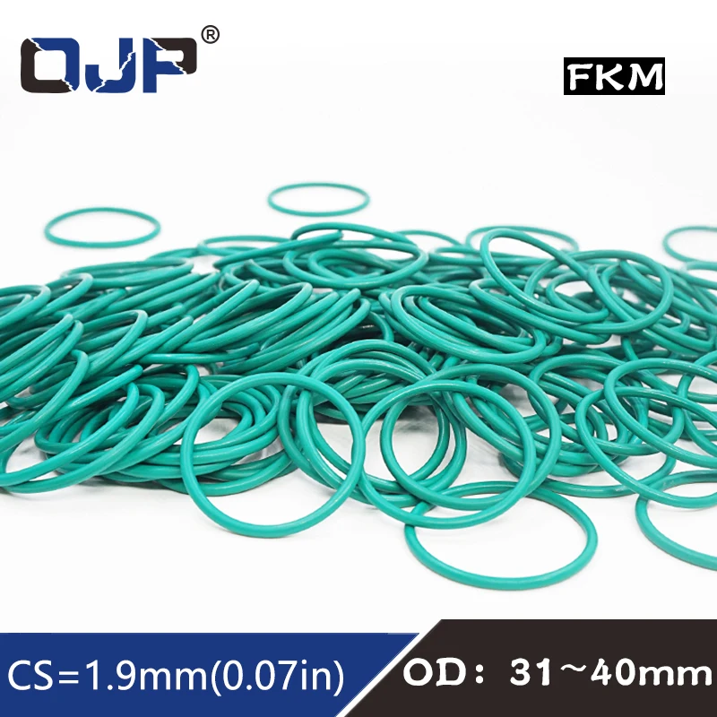 5PCS/lot Rubber Ring Green FKM O ring Seal 1.9mm Thickness OD31/32/33/34/35/36/37/38/39/40mm Rubber ORing Seal Oil Gasket Washer