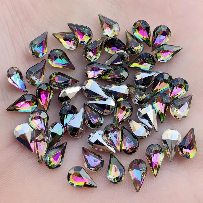 5*8mm 150pcs Colorful AB 3D Waterdrop Rhinestones Nail Art Crystal Jewelry High Quality Base Glitter Gems -S66