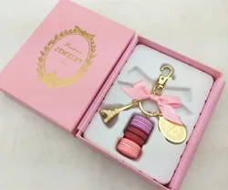 Macaron Eiffel Tower pendant key chains for women girls gold color alloy bowknot bag charm car keychain key ring with gift box