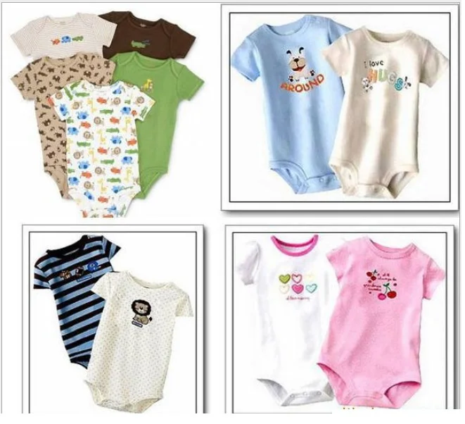 Retail Baby Bodysuits Baby Clothes NewBorn Short Sleeve Pajamas Toddler Bodysuit 5pcs/lot