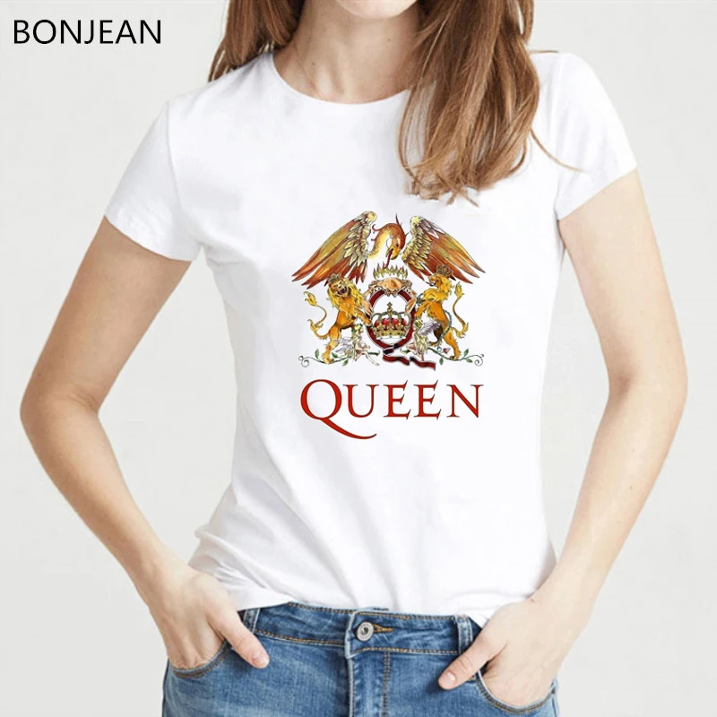 Freddie Mercury The Queen Band T Shirt Women Hip Hop Retro Rock Hipster tshirt vague casual t-shirt Female white Tops Tees