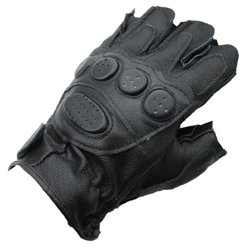 Half Finger Men\'s Imitation Deerskin Gloves Black PU Leather Sports Training Protection Gloves Mittens S20