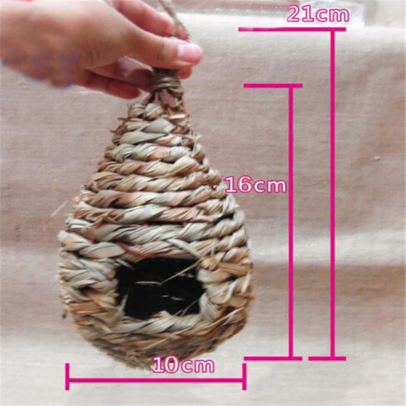 Natural Grass Woven Hanging Bird Nest, Small Animals Pet Nest, Parrot Bird Cage, Birdhouse, Nature Nest, 1Pc