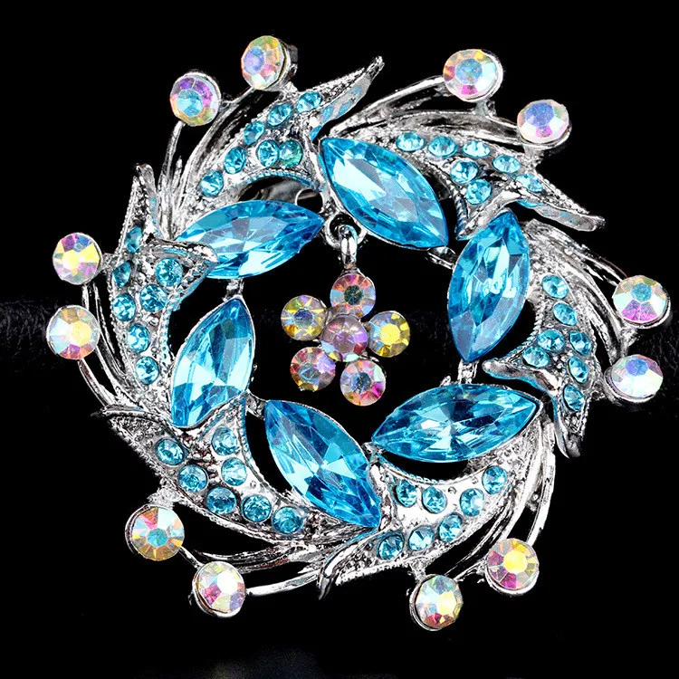 DIEZI Cute Bouquet Crystal Flower Brooch Jewelry Wedding Korean Glass Rhinestone Bride Brooch Pins Women Brooch Accessories