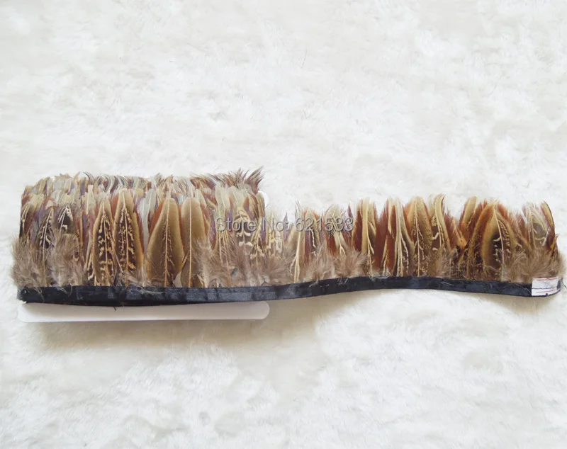 10Yards/Lot!Feather Fringe-NATURAL BROWN Ringneck Pheasant Plumage Feather Trim,Pheasant Feather Trimming