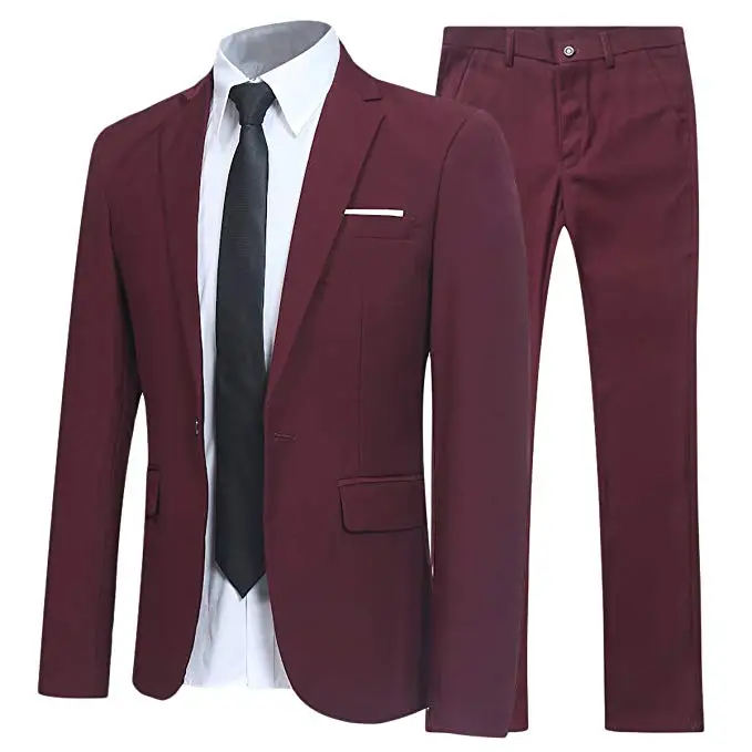 

Slim Fit 2 Pieces Suit For Men Suits One Button Casual/Formal/Wedding Tuxedo Blazer Jacket & Trousers