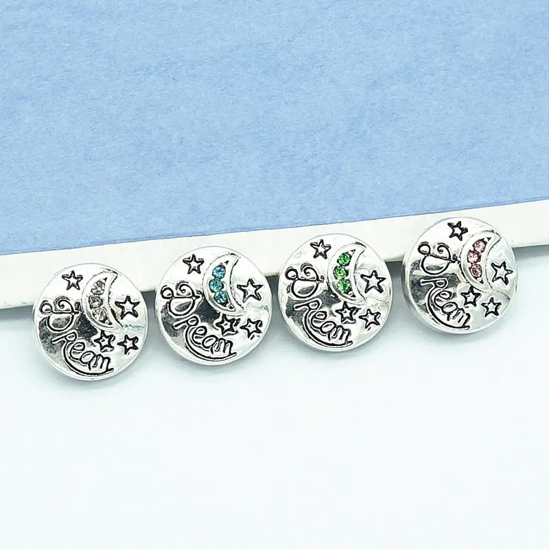 New KZ9064 Beauty 10pcs mixed color Dream moon&star pattern 12MM snap buttons fit snap bracelet jewelry wholesale