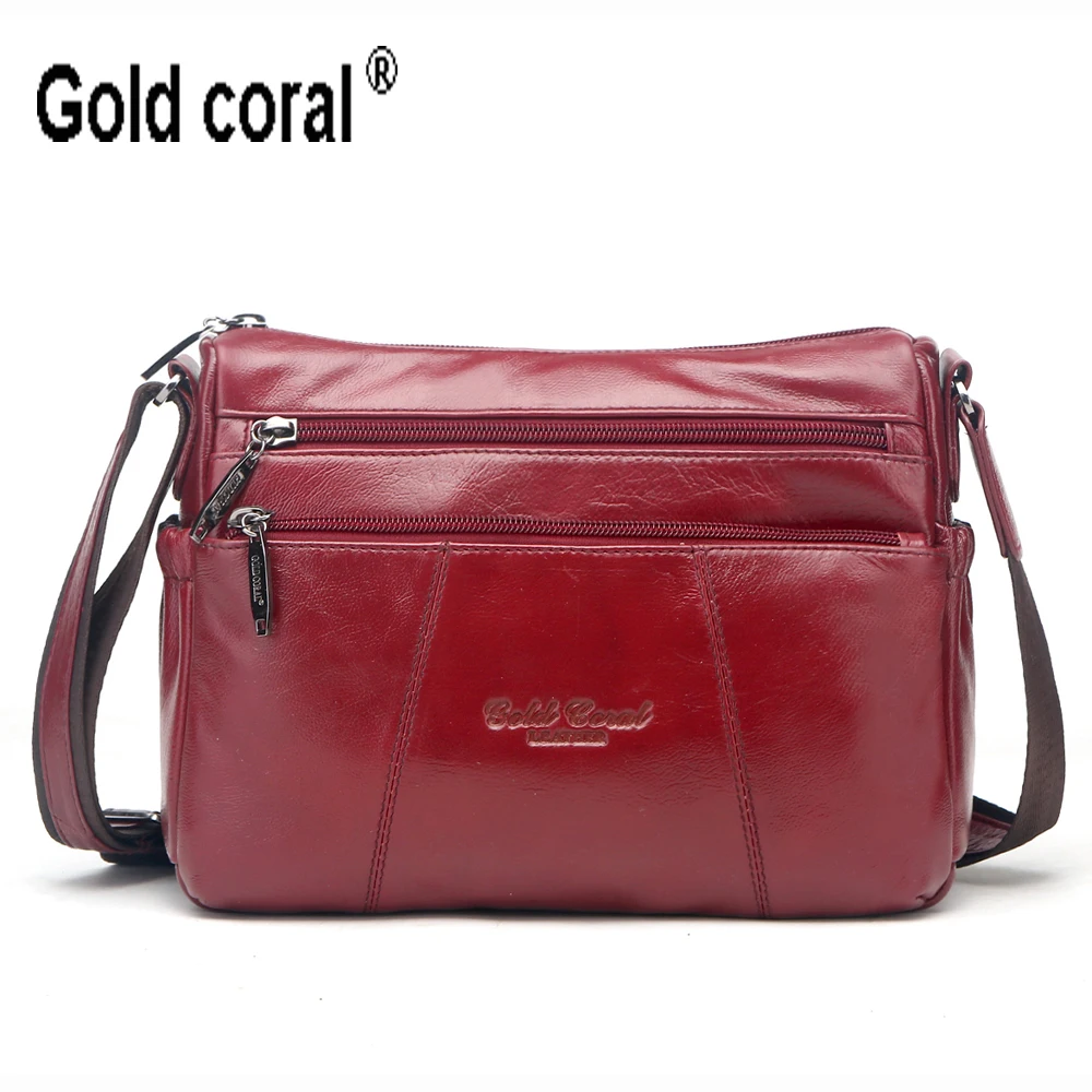 Cowhide Genuine Leather Women\'s Messenger Bag  Mother Handbag Shopping Shoulder Bags For Women