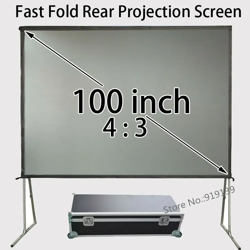 

80x60inch Viewable Size 4:3 Rear Projection Screen Fast Folding Frame With Travel Case For Business