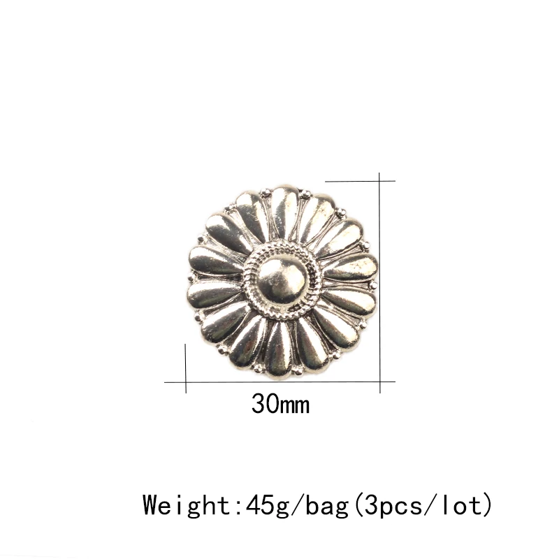 Jewelry Making Supplies Wholesale Lots Bulk Jewelry Findings CONCHO Buttons Round Daisy Sun Flowers 30mm 3pcs/lot