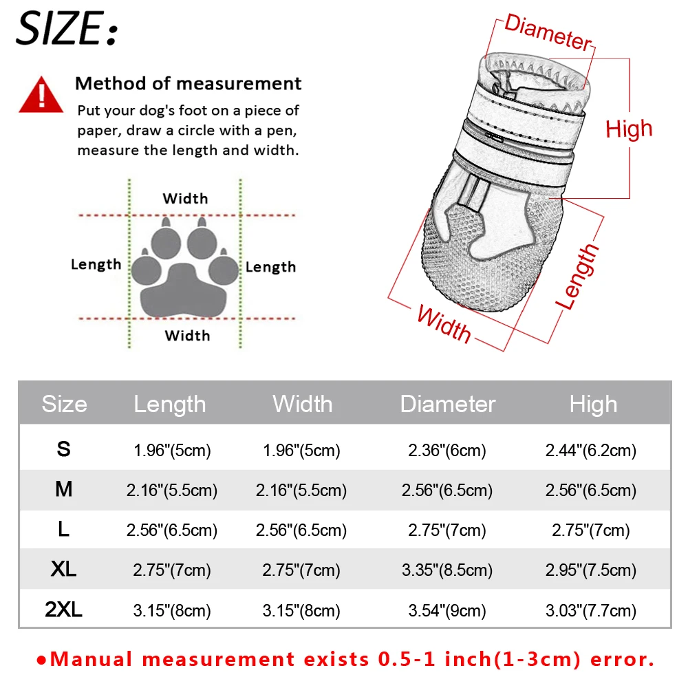 Waterproof Dog Shoes Reflective Pet Shoe Boot Non-slip Warm Winter Dogs Perro Snow Rain Boots For Small Medium Large Dogs