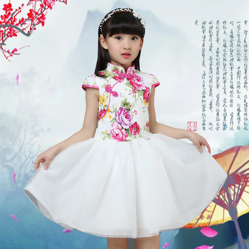 Children's performance costumes Chinese national wind festive costumes Girls Princess Chiffon Skirt Dress