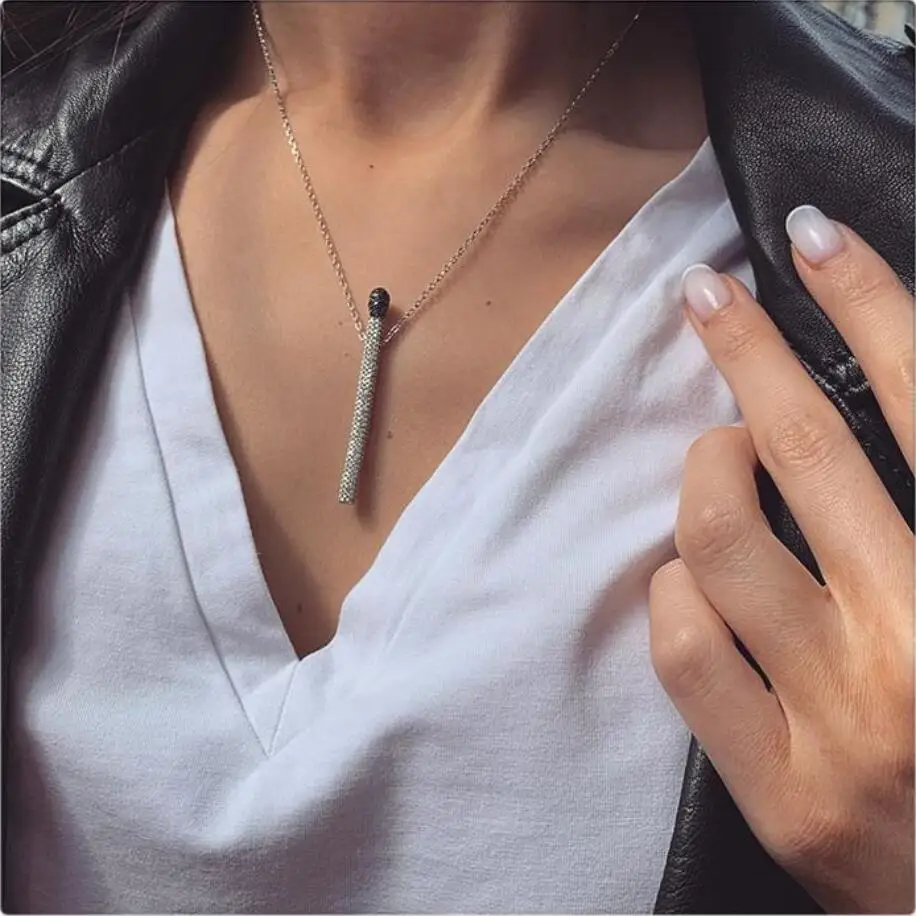 The Trend of The Perfect Execution of Stylish Pendant Sterling Silver 925 Samples Fire Match Stick Hit Internet Perfect Gift