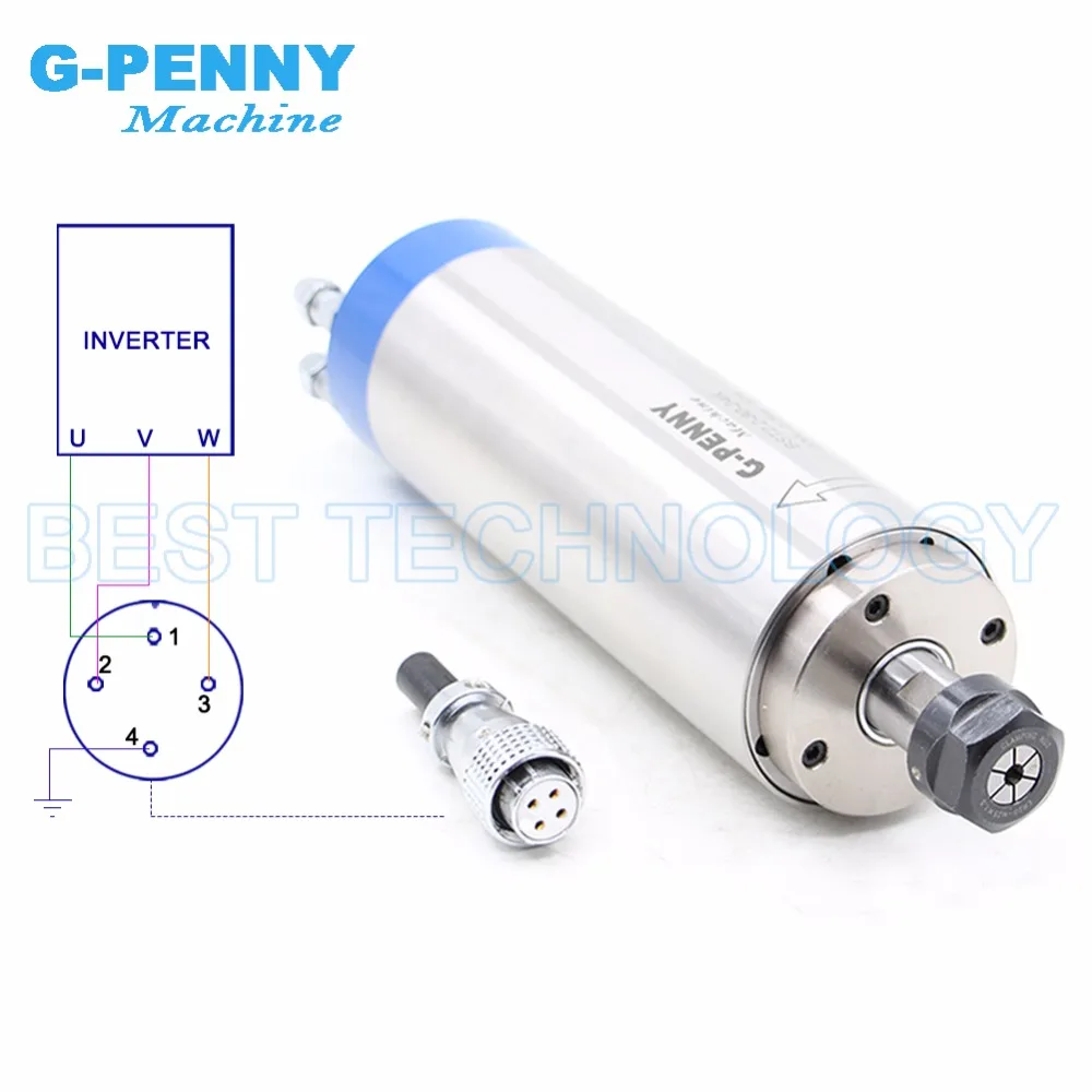 G-Penny Original 2.2kw ER20 Water Cooled Spindle Motor 80*230mm 220v / 380v 4pcs 7series Ceramic Bearings 0.01mm Longer Type