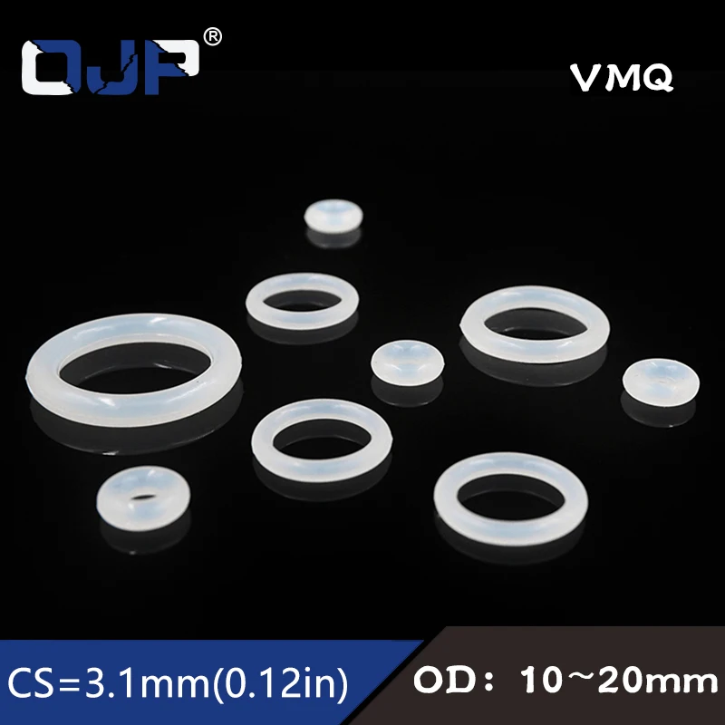 10PCS/lot Silicon Ring Silicone/VMQ O ring 3.1mm Thickness OD10/11/12/13/14/15/16/17/18/19/20mm Rubber O-Ring Seal Gasket Ring