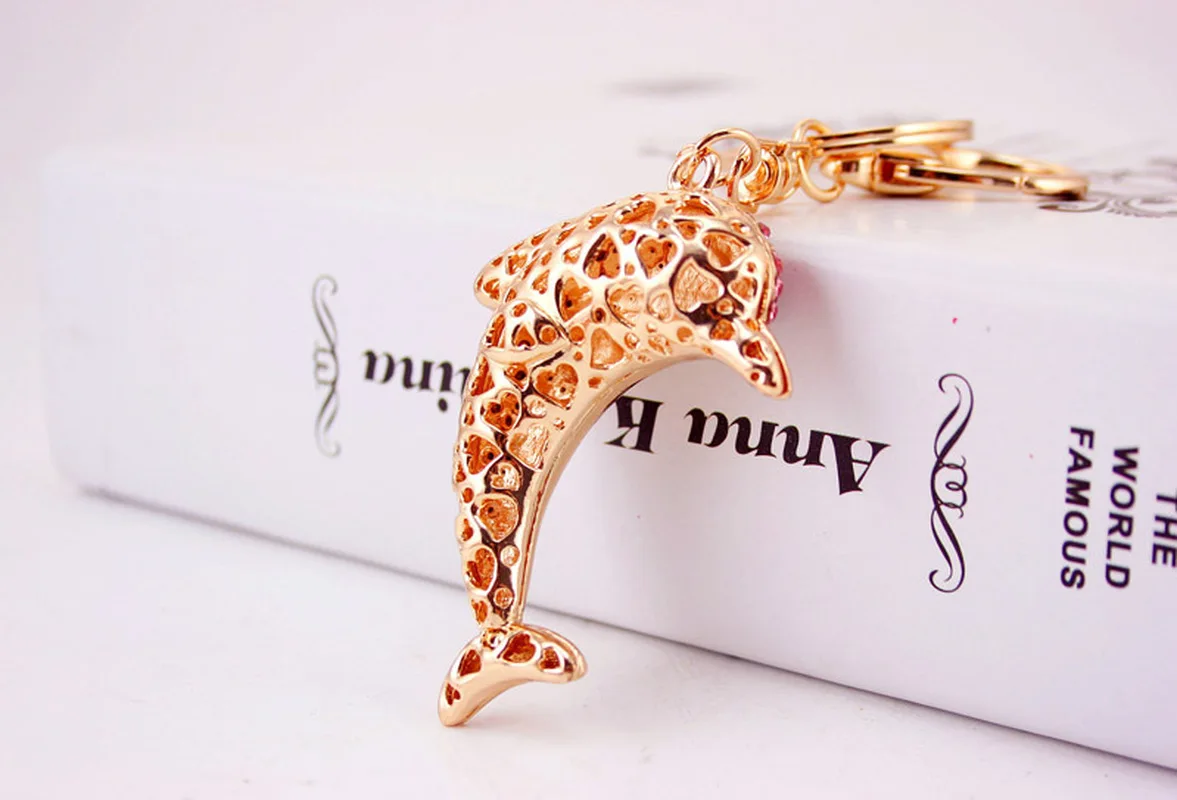 2024 Lovely Crystal Dolphin Keychain For women Purse Handbag Car Key Keyring Keychain Wedding Birthday Gift Party Jewelry