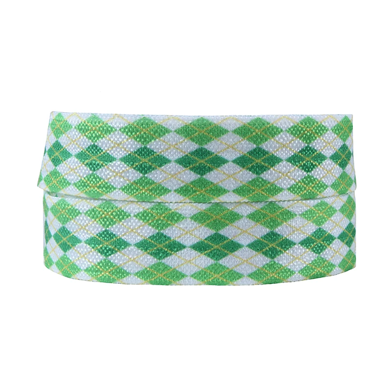 

FLRA FOE (100yards/lot) green plaid fold over elastic