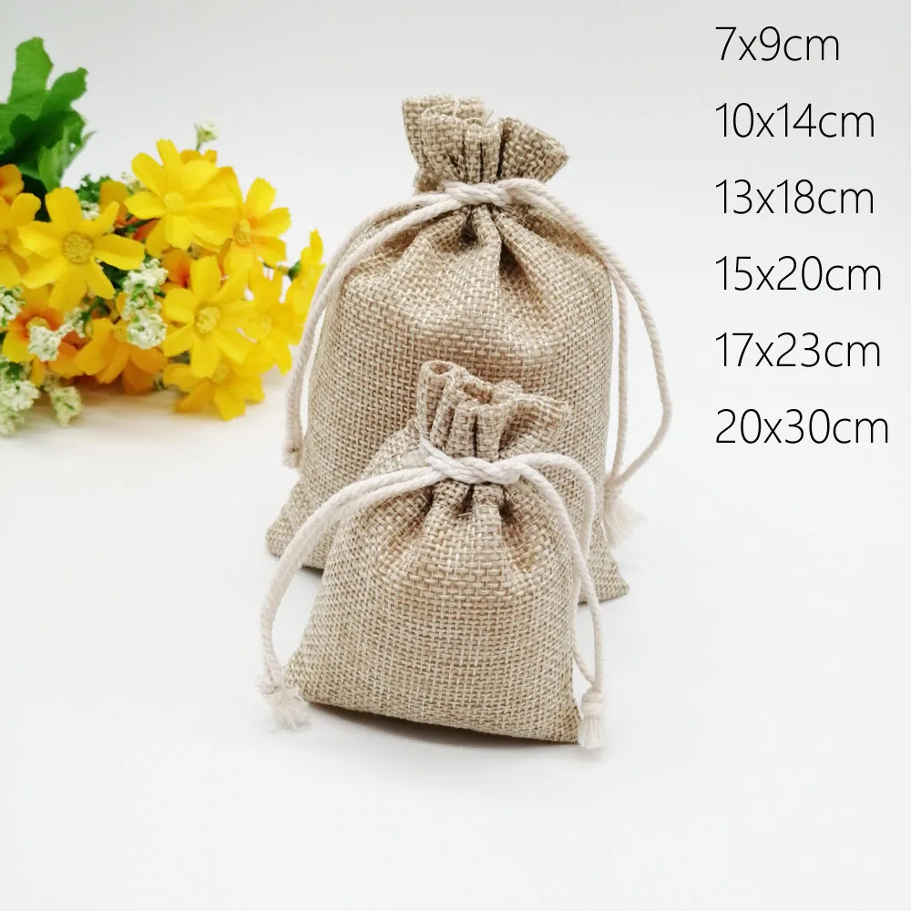 

300pcs Jute Linen Bag For Jewelry Display Drawstring Pouch Gift Box Packaging Bags For Gift Bag Wedding/Christmas Burlap Bag Diy