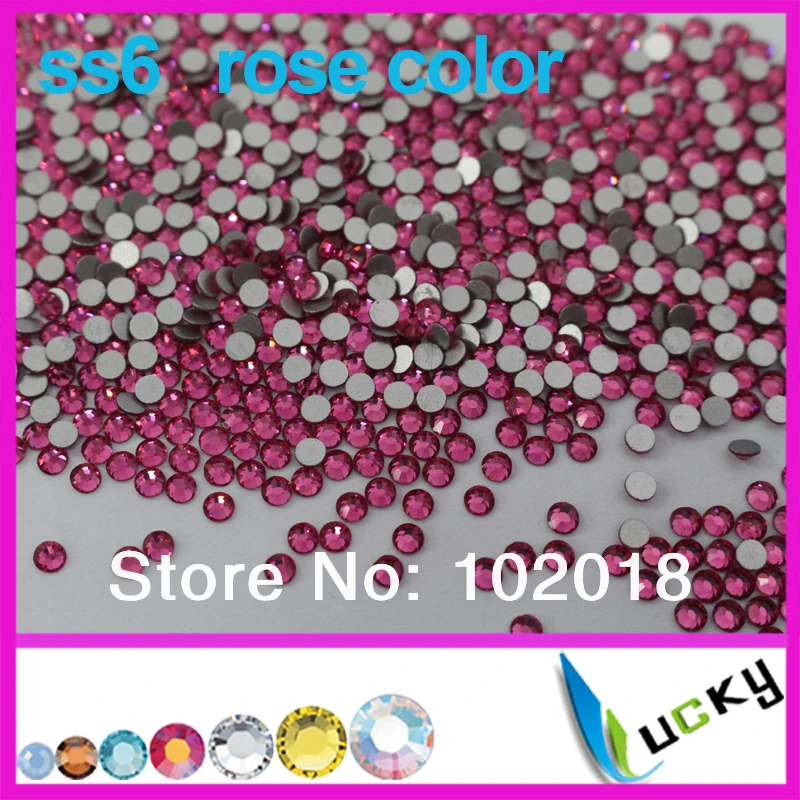 New 2014 Spring! Free Shipping 1440pcs/bag ss6 Rose Color Flat back non hotfix rhinestone Nail art Strass crystal beads For DIY