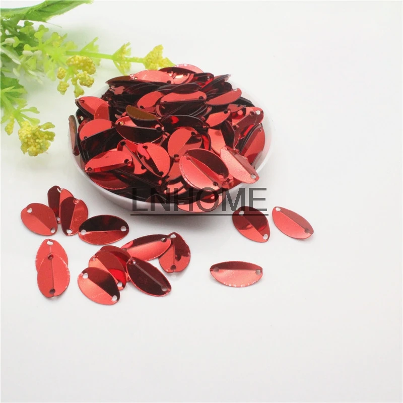 1000pcs 8*13mm Cup Oval Folded Sequins Horse Eyes Shape For Crafts Loose Paillettes Diy Wedding Sewing Accessories Red Spangles