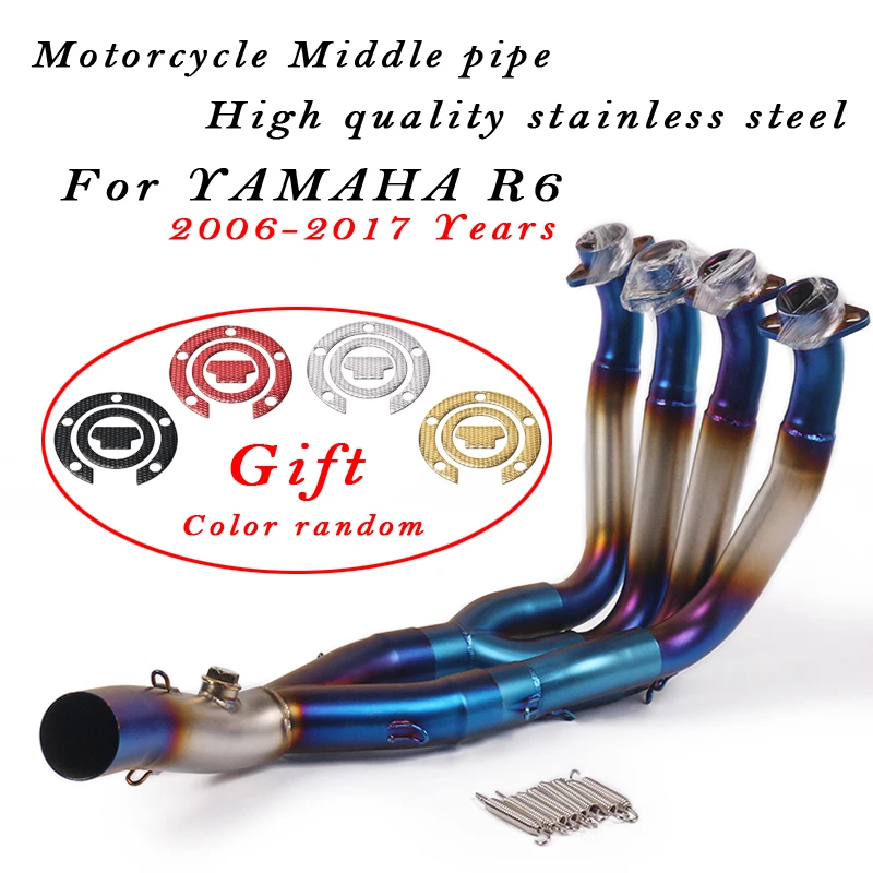 

51MM Middle Pipe Full System Motorcycle Modified Muffler Pipe Front Header Pipe Tube For YAMAHA YZF-R6 R6 Exhaust 2006-2017