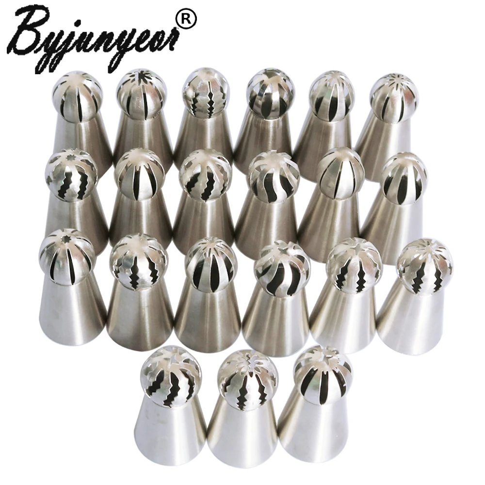 21PCS/SET Spherical Ball Stainless Steel Icing Piping Globular Nozzle Pastry Tips Cream Fondant Cupcake Baking Tip Tool CS084