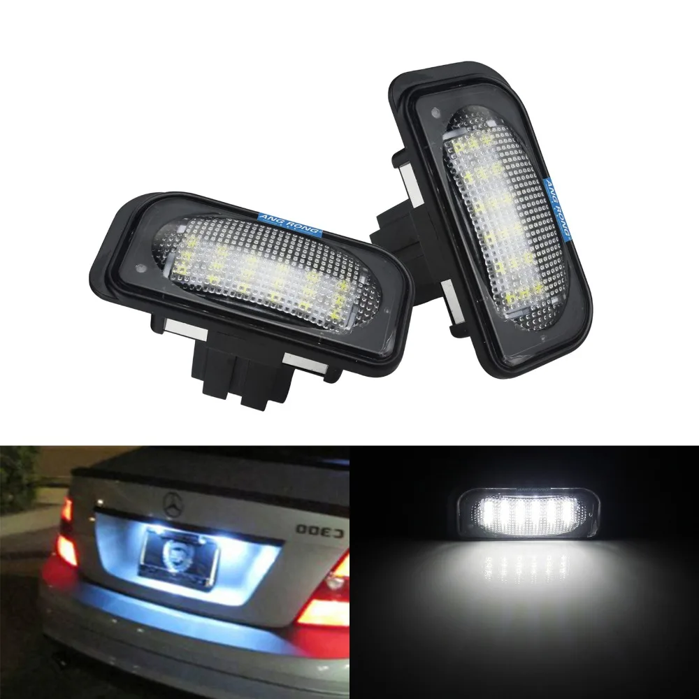 ANGRONG-bombillas LED para placa de matrícula, luz blanca fría de 6000K para Benz W203 Saloon C320 C180 C200 C220 C240 C270, 2 uds.