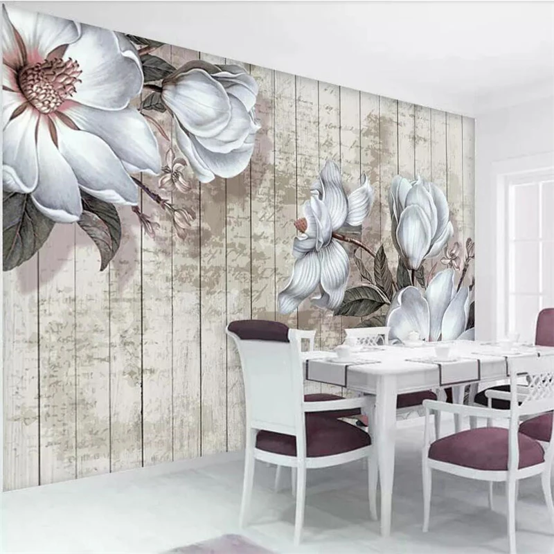 wellyu Custom wallpaper 3d papel de parede mural hand-painted white flower board living room bedroom обои background wall paper